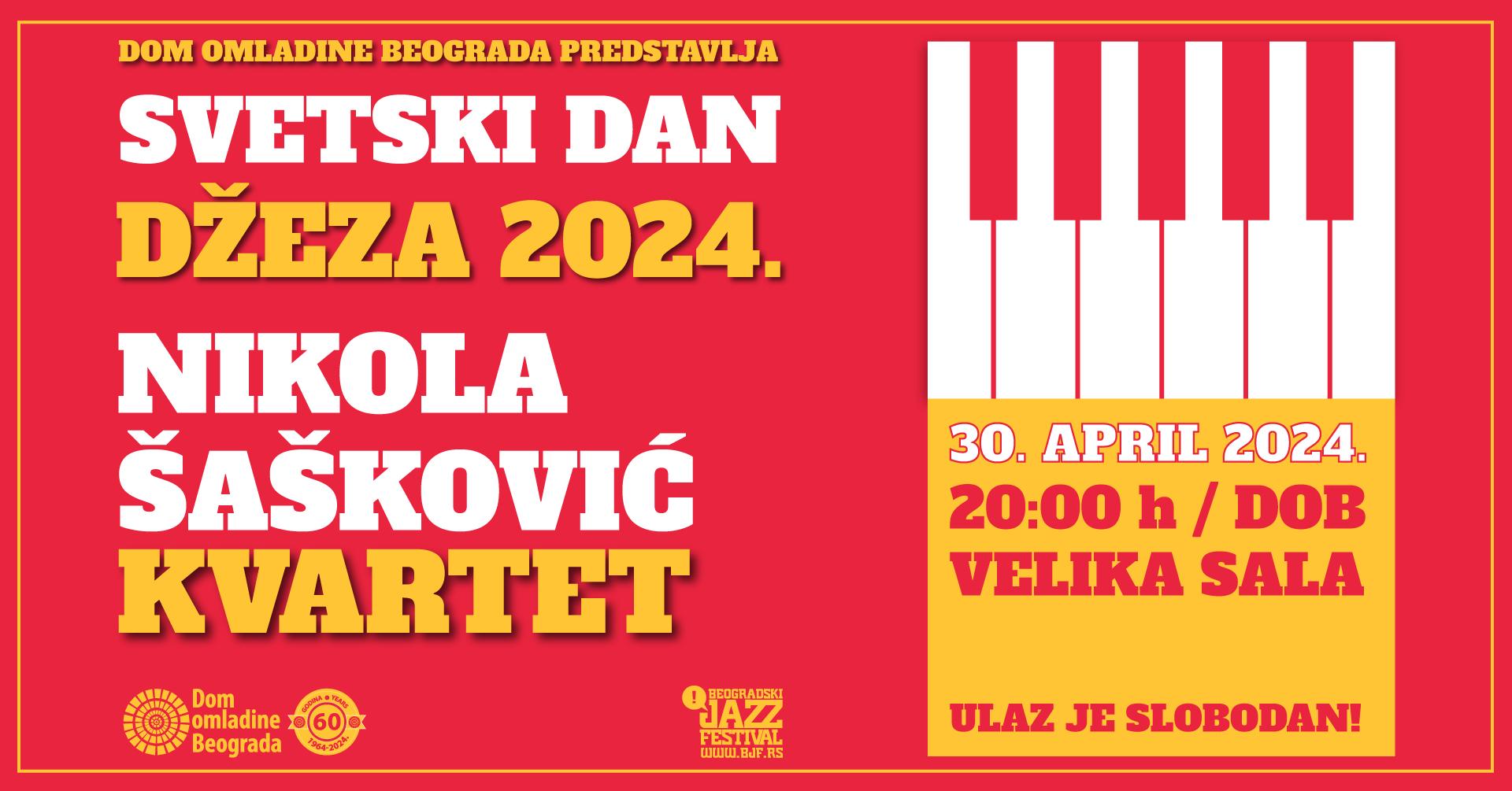 Slika za Svetski dan džeza: Kvartet Nikole Šaškovića