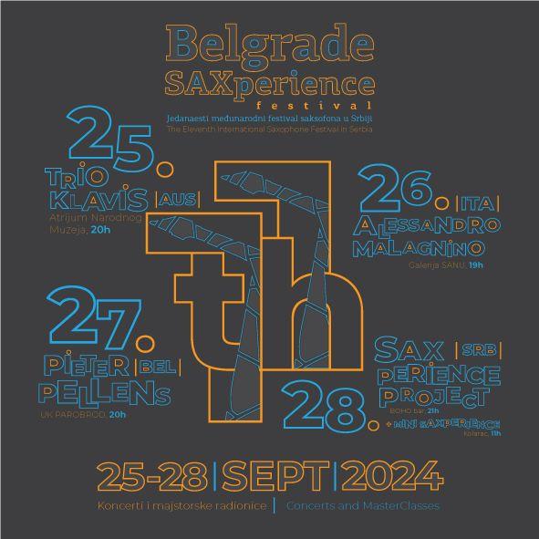 Flajer za 11. Međunarodni festival saksofona - Belgrade SAXperience