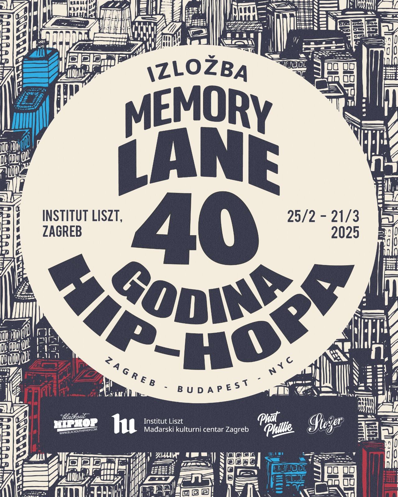 Flajer za Memory Lane – 40 godina hip-hopa