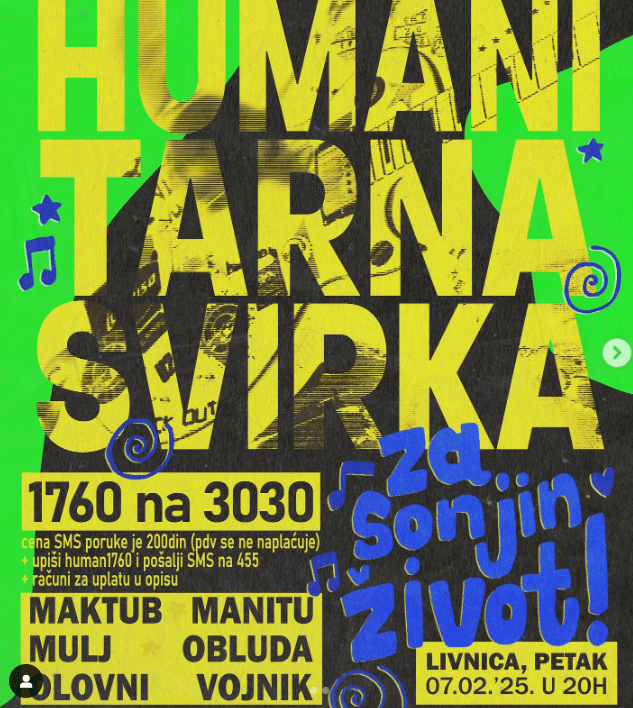 Slika za Humanitarna svirka za Sonjin život