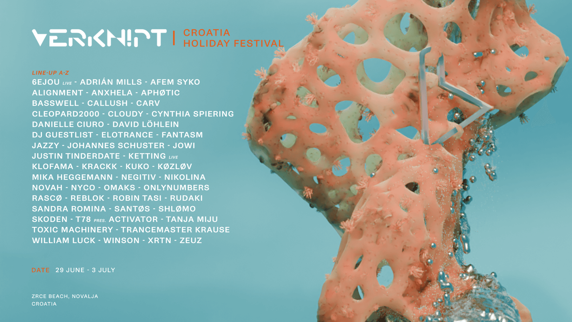Flajer za Verknipt Croatia Holiday Festival 2025.