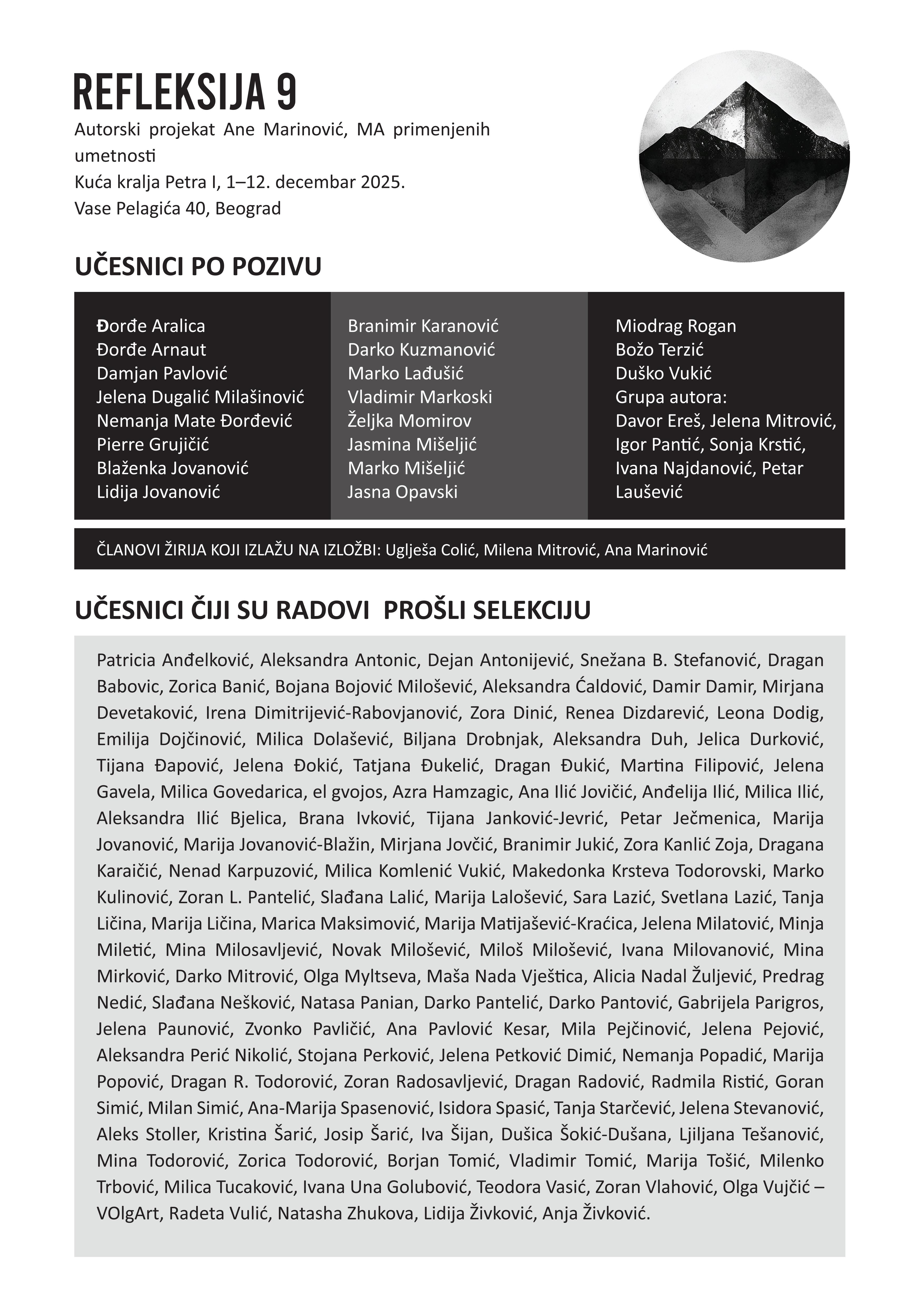 Flajer za 9. Međunarodna izložba „Refleksija“