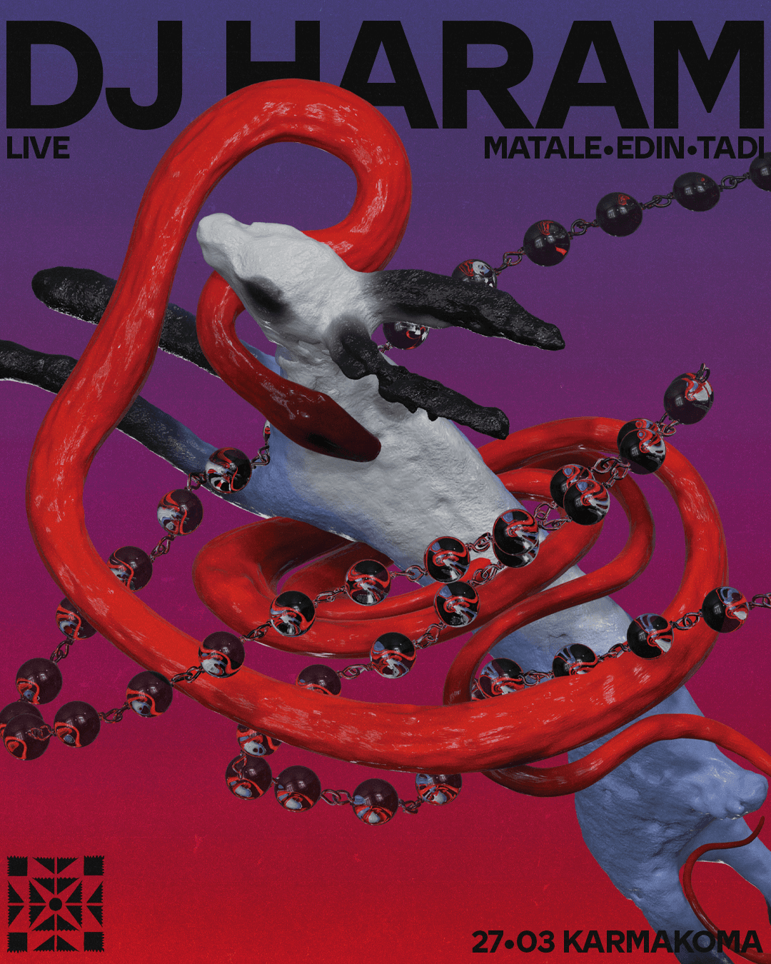 Flajer za Dj Haram (USA), Matale, tadi, Edin (Oma)